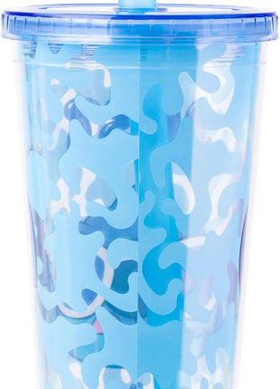Silver Buffalo Disney Lilo and Stitch Cool Sunglasses Just Chill Plastic Boba Tumbler with Lid and Straw, 24 Ounces