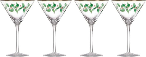 Lenox 893570 Holiday Decal 4-Piece Martini Glass Set, Christmas Dinnerware, Hosting