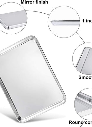 TeamFar Baking Sheet, 17.6’’ x 13’’ x 1’’ Stainless Steel Large Cookie Sheet Half Baking Pans, Non-toxic & Healthy, Easy Clean & Dishwasher Safe, Heavy Duty & Sturdy- Set of 2