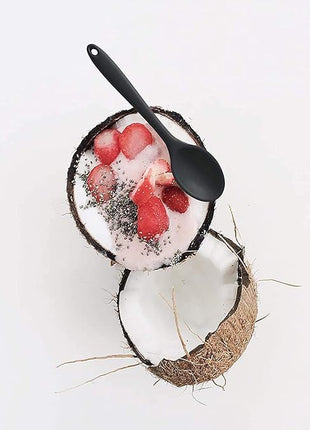 2 Pcs Silicone Spoons for Cooking Heat Resistant, Hygienic Design Cooking Utensi Mixing Spoons for Kitchen Cooking Baking Stirring Mixing Tools (Black and Red)