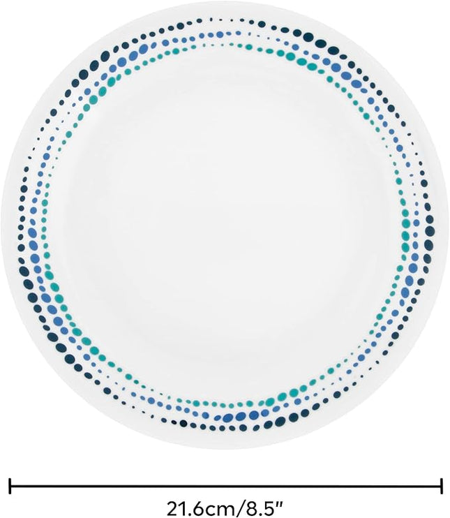 Corelle Dinnerware Set (4pc Set, Ocean Blues)-Set for 4 | Includes 4 x Dinner Plates | 80% Recycled Glass | 3 X More Durable, Half the Space & Weight of Traditional Ceramic