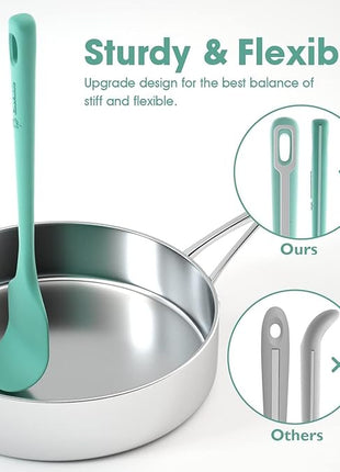 4 Pieces Silicone Spatula Set, Food Grade Rubber Spatula, Upgrade Strong Handle with Ergonomic Grip, Heat Resistant for Nonstick Cookware, Cooking