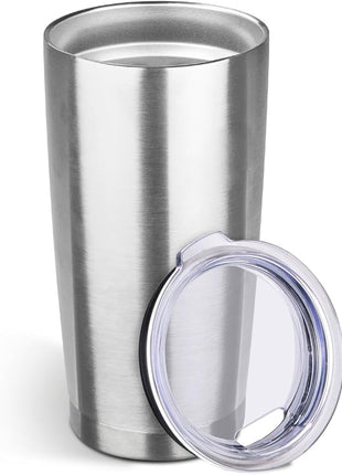 StarSpeed 20oz Tumbler Bulk with Lid, Stainless Steel Insulated Tumblers Double Wall Vacuum Insulated Travel Mug, Powder Coated Coffee Cups for Hot and Cold Drinks(Silver,1)