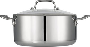 Tramontina Tri-Ply Clad Stainless Steel 5-Quart Dutch Oven Pot with Glass Lid, Induction-Ready, Dishwasher-Safe, NSF-Certified