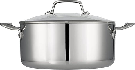 Tramontina Tri-Ply Clad Stainless Steel 5-Quart Dutch Oven Pot with Glass Lid, Induction-Ready, Dishwasher-Safe, NSF-Certified
