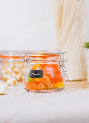 Encheng Small Glass Jars With Airtight Lids, Glass Spice Jars 5 oz,Maosn Jars With Leak Proof Rubber Gasket 150ml,Glass Storage Containers With Hinged Lid,Mini Kitchen Canisters 24 Pack