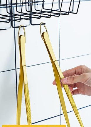 JETKONG 2 Pcs 12-Inch Cooking Tweezers Stainless Steel Food Tweezers Kitchen Tweezer Tongs (Gold)