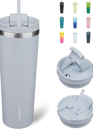 BJPKPK 30oz Stainless Steel Insulated Tumbler With lid And Straw Travel Coffee Thermal Tumblers Cup For Women And Men,Modern Blue