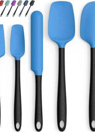 Coukre Silicone Spatula Set of 5,High Temperature Resistant, Food Grade Silicone, Dishwasher Safe, for Baking, Cooking (Blue Black)