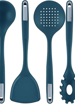 Restaurantware-Met Lux Kitchen Utensil Set, 1 Silicone Utensil Set - Consists 6 Pieces, High-Heat Tolerance, Teal Silicone Kitchen Utensils, For No-Stick Cookware