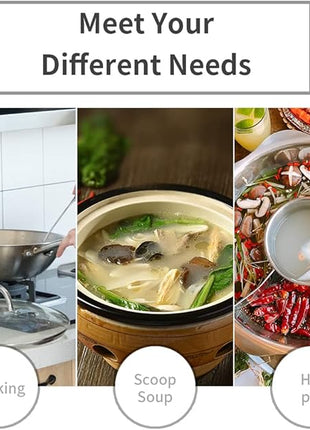 Newness Soup Ladle, [Rustproof, Heat Resistance, Integral Forming] Resilient 304 Stainless Steel Soup Spoon with Vacuum Ergonomic Round Handle, Cooking Spoon for Kitchen, 13.7 Inches