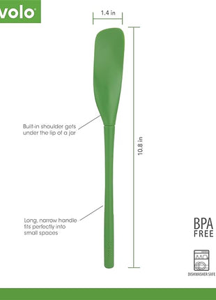 Tovolo Flex-Core All-Silicone Long-Handled Jar Scraper Spatula, Angled Turner Head, Kitchen Tool With Flat Back & Curved Front for Scooping & Scraping, Jar Scraper Spatul, Pesto