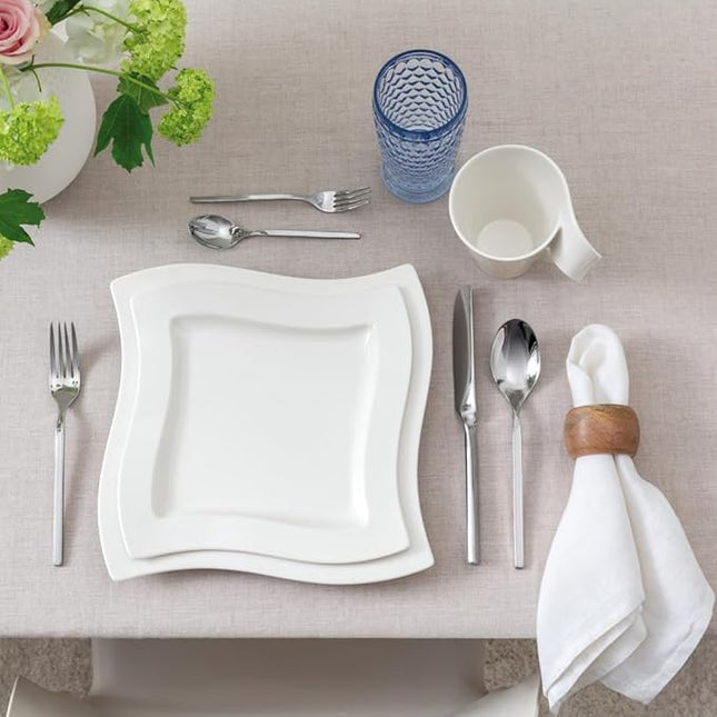 Villeroy & Boch New Wave Square Salad Plate, 9.5 in, Premium Porcelain, White