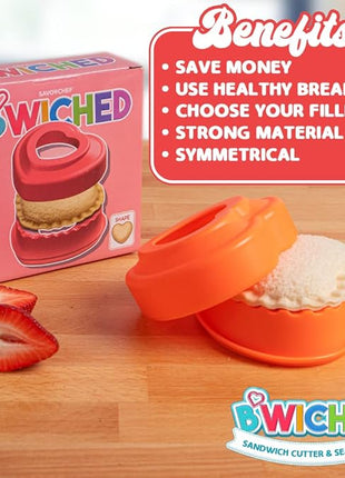 Sandwich Cutter and Sealer (Heart) - Crustless Sandwich Maker - Great for Lunchbox and Bento Box - Boys and Girls Kids Lunch - Sandwich Cutters for Kids