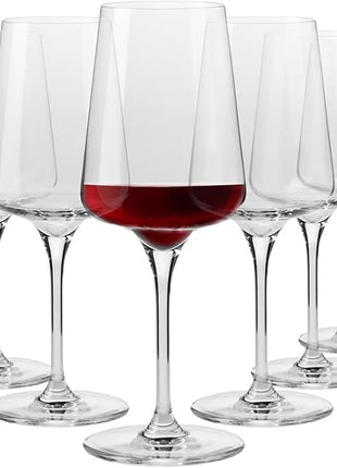 Krosno Red Wine Glasses | Elegant Design | Set of 6 | 16.9 oz | Infinity Collection | Ideal for Home, Restaurants and Receptions | Dishwasher Safe | Lead-Free Crystal Glass