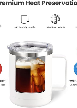 MEWAY 12oz Coffee Mug With Handle 8 Pack Bulk,Stainless Steel Insulated Travel Tumblers With Sliding Lid,Double Wall Vacuum Camping Cup for Hot & Cold Drinks Tea (Multicolor,Set of 8)