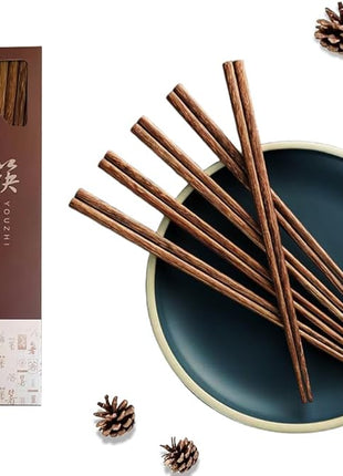 50-Pairs Wooden Chopsticks, Dishwasher Safe Chopstick,ReusableNatural Healthy, Chinese Classic Style for Kitchen, Dining Room, Gourmet, Noodles (9.8 Inch)