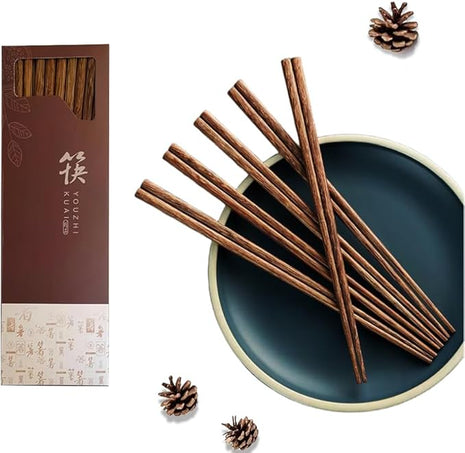 50-Pairs Wooden Chopsticks, Dishwasher Safe Chopstick,ReusableNatural Healthy, Chinese Classic Style for Kitchen, Dining Room, Gourmet, Noodles (9.8 Inch)