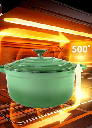 Dutch Oven,Cast Iron Dutch Ovens,Dutch Oven Pot with Lid,5 QT Enamel Dutch Pot,Dutch Ovens with Dual Handles,Cast Iron Pot for Braiser,Cooking,Gifts for Family,Green