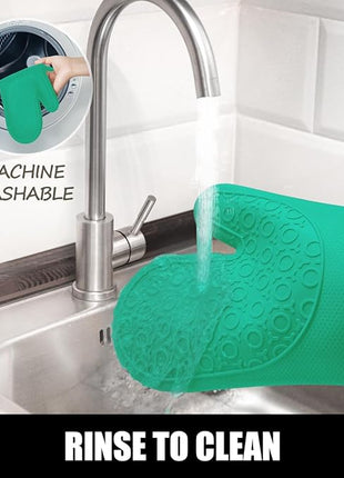 Rorecay 6pcs Oven Mitts and Pot Holders Sets Heat Resistant 500 Degrees, Non-Slip Silicone Hot Pads Potholders for Kitchen Baking Cooking, Extra Long Oven Gloves Quilted Liner, Jungle