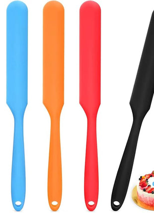 5Pcs Silicone Jar Spatulas - Cake Cream Spatulas Set, 9.8 inch Non-Stick Heat Resistant Mixing Butter Spatulas Baking Scrapers for Jars Blenders Cooking Stirring (5 Color)