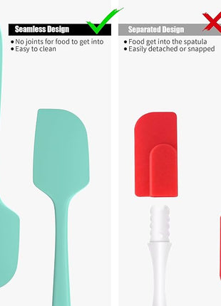 3-Piece Silicone Spatula Scrapers: Doosu 600°F Heat Resistant Food Grade Kitchen BPA Free Rubber Baking Cooking Tool Nonstick Utensil Set for Mixing, Scraping, Folding, Stirring, Serving (Multi-4)