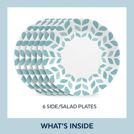 Corelle Global Collection Vitrelle 6-Piece Dinner Lunch Set, Triple Layer Recycled Glass, Lightweight Eco-Friendly Round 8-1/2-Inch Plates Set, Northern Pines