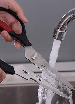 Kitchen Scissors - Heavy Duty Shears for Cutting Chicken, Poultry, Food, Meat - Black Handle