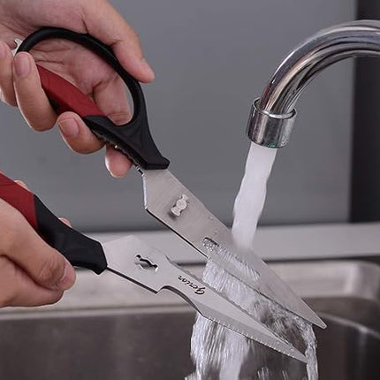 Kitchen Scissors - Heavy Duty Shears for Cutting Chicken, Poultry, Food, Meat - Black Handle