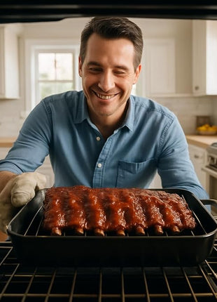 HIC Kitchen Roasting Baking Broiler Rack, Chrome-Plated Steel, Holds Smaller Food Securely, 12 x 7.75 x 1.5-Inches