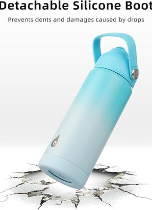 BJPKPK Insulated Water Bottle with Straw Lid, 40oz Large Thermo, BPA Free Leak Proof Stainless Steel Metal Water Bottles, Tumblers, Cups, Flasks for Travel, Sports,Sea Salt