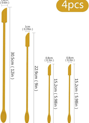 Mini Spatula Silicone Spatula Set - 4pcs Small Makeup Scrapers for Cosmetics, Reusable Beauty Tiny Tools, Thin Jar Scraper, Get the Last of the Makeup Out of the Bottle(Yellow)
