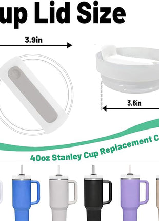40 OZ Tumbler Lid Replacement Fit for Stanley Cup, 2 Pack Clear Replacement Lids Fit for Stanley Travel Tumbler, Spill Proof Tumbler Covers for Stanley Cup Accessories (Clear - Frost)