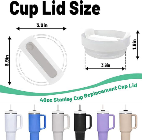 40 OZ Tumbler Lid Replacement Fit for Stanley Cup, 2 Pack Clear Replacement Lids Fit for Stanley Travel Tumbler, Spill Proof Tumbler Covers for Stanley Cup Accessories (Clear - Frost)