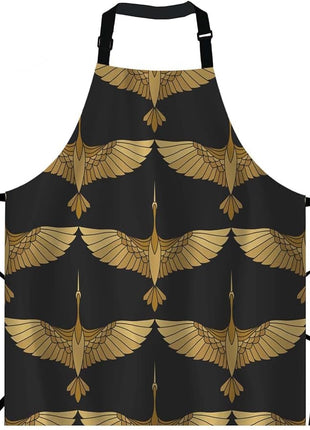 EKOBLA Cranes Aprons Chinese Japanese Asian Bird Art Culture Tattoo Wildlife Beauty Waterproof Resistant Chef Cooking Kitchen BBQ Adjustable Aprons for Women Men 27x31 Inch