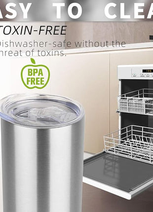 HASLE OUTFITTERS 20 oz Skinny Tumbler, Stainless Steel Insulated Slim Tumbler with Lid, Reusable Double Wall Travel Coffee Mug, Durable Powder Coated Travel Water Cup(Stainless Steel, 1)