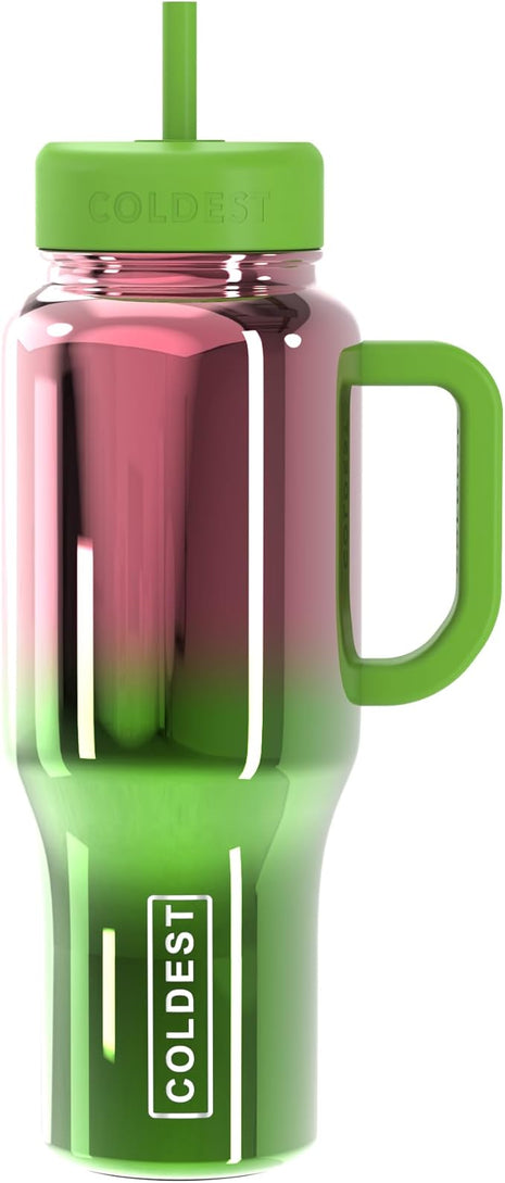 Coldest Tumbler with Handle and Straw - 100% Spill Proof Tumbler with Straw (3 Lids) - Stainless Steel Insulated Leakproof Tumblers for Women & Men - Cup Holder Friendly - 36 oz (Tinsel Nova)