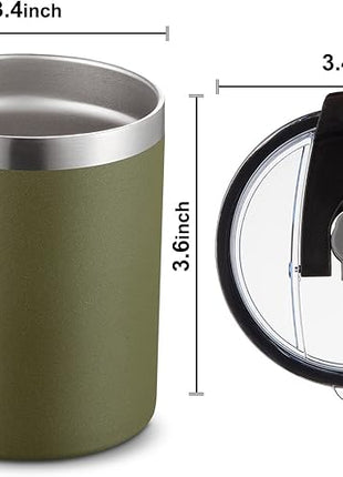 MEWAY 12 oz Lowball, Tumbler Stainless Steel Double Wall Vacuum Insulated Mug with Straw and Lid, Cleaning Brush ，Durable Powder Coated Insulated Coffee Cup for Cold & Hot Drinks (Army Green,12)