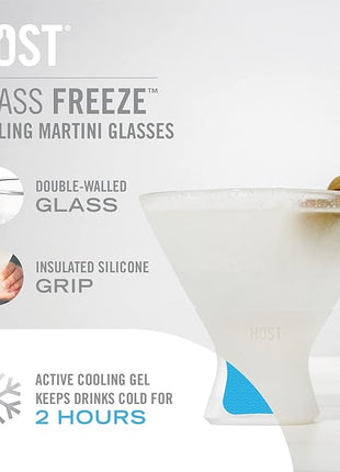 Host Stemless Martini Glasses, Cocktail Glasses, Double Walled Insulated Drinking Glass, Frozen Cups to Keep Your Drinks Cold, Set of 2