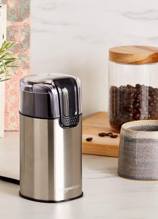 Amazon Basics Electric Coffee Grinder, Coffee Bean and Spice Grinder, With Heavy-Duty Stainless Steel Grind Blades