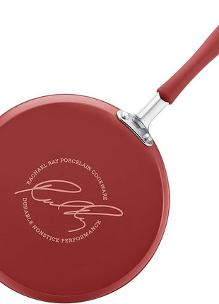 Rachael Ray Cucina Nonstick Cookware Pots and Pans Set, 12 Piece, Cranberry Red