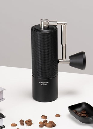 TIMEMORE Chestnut C3S Pro Manual Coffee Grinder, Stainless Steel S2C Conical Burr Coffee Grinder, Hand Coffee Grinder with Foldable Handle, Adjustable Grind Setting for Travel/Camping/Home, Black