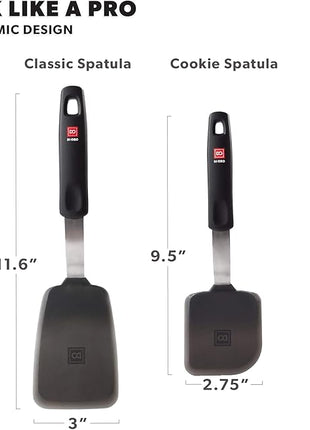 DI ORO Spatulas for Kitchen Use - Forever Warranty - 600°F Heat Resistance Silicone - Turner Spatula Set for Cooking - BPA Free Wide Pancake Spatulas - Egg Flippers for Nonstick Cookware Safe (2pc)
