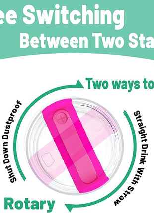 40 OZ Tumbler Lid Replacement Fit for Stanley Cup, 2 Pack Clear Replacement Lids Fit for Stanley Travel Tumbler, Spill Proof Tumbler Covers for Stanley Cup Accessories (Clear - Hot Pink)