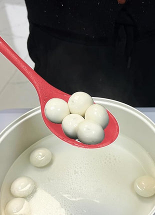 Silicone Spoons for Cooking - Extra Large Kitchen Spoons for Mixing, Serving, & Stirring - 600°F Heat-Resistant Non Stick Utensils Ladle & Skimmer- Dishwasher Safe, Red