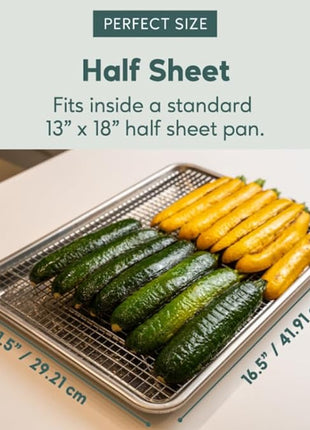 Ultra Cuisine Oven-Safe, Dishwasher-Safe 100% Stainless Steel Cooling and Baking Rack Set Heavy Duty Tight-Wire - 11.5 x 16.5-inch - Set of 2 - Half Sheet Pan Cooling Racks