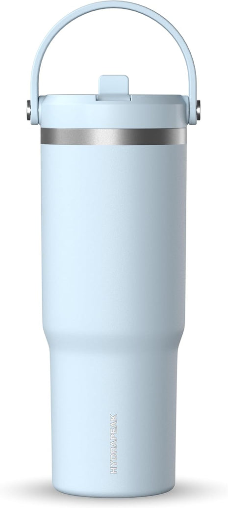 Hydrapeak Nomad 32 oz Tumbler with Handle and Straw Lid, Leakproof, Double Insulated, 32oz Cup, Stainless Steel (Powder Blue)
