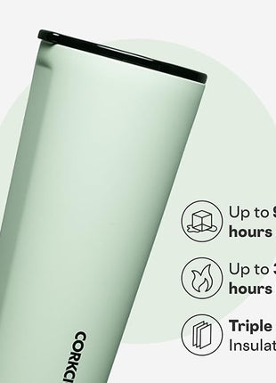 Corkcicle Classic Tumbler - Keeps Drinks Cold for 9 Hours & Hot for 3 - Triple-Insulated Stainless Steel - Holiday Tumbler Gift - 24 oz - Sage Mist