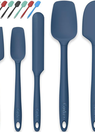 Coukre Silicone Spatula Set of 5,High Temperature Resistant, Food Grade Silicone, Dishwasher Safe, for Baking, Cooking (Pure Deep Blue)