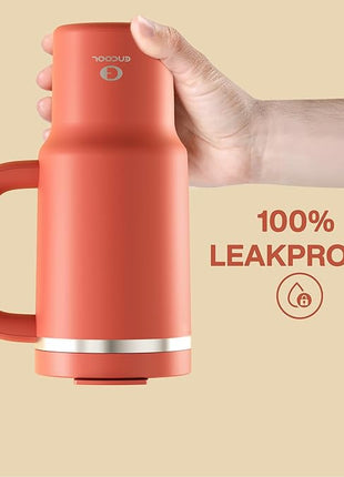 ENCOOL 32 oz Tumbler with Handle and Straw: Stainless Steel Insulated Tumbler Keeps Cold for 24 Hours, Leakproof Travel Cup Fits in Cup Holder and BPA-Free,Tawny Orange